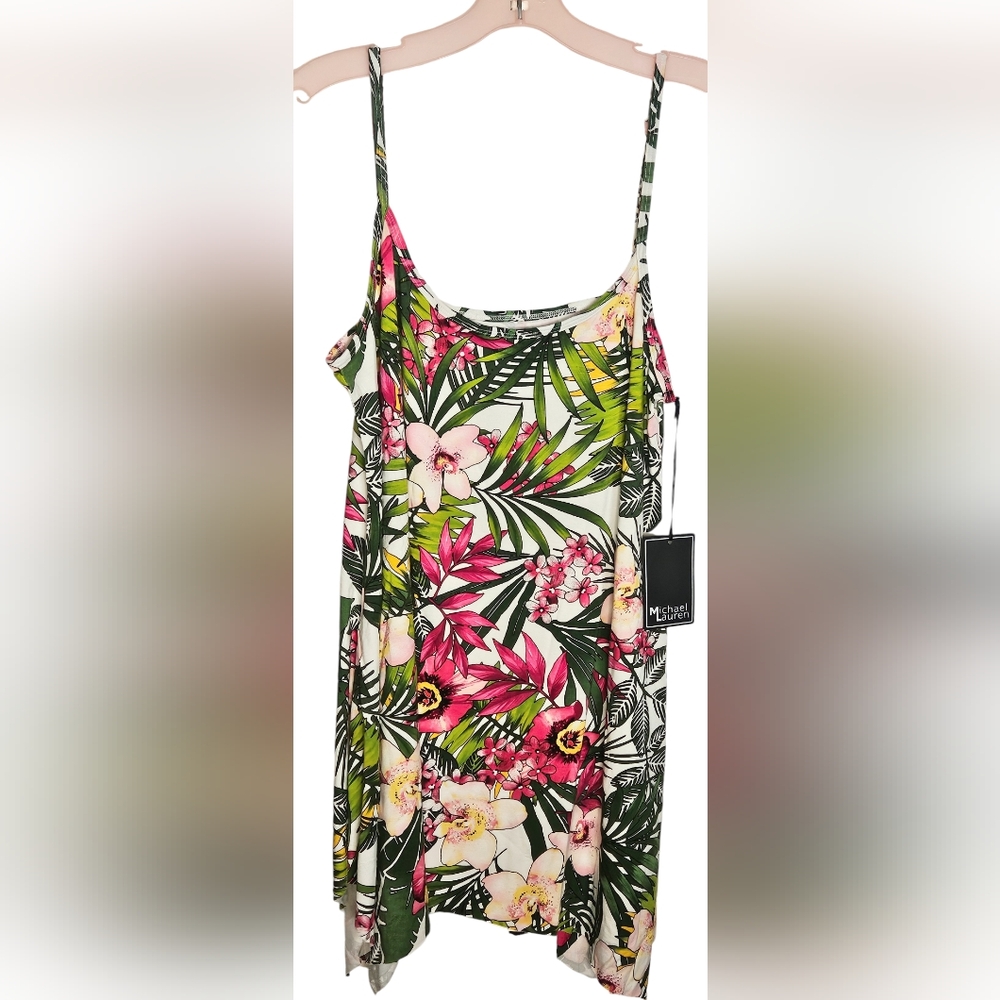 Michael Lauren Tropical Floral Spaghetti Strap Tank Top Sz-L